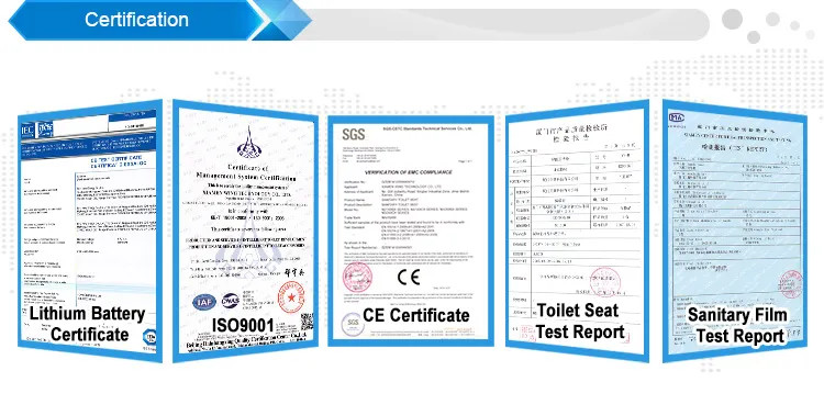 5 Navisani sanitary toilet seat certificates